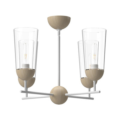 Alora Mood Emil 4 Light 25'' Chandelier, White/White Oak/Clear - CH542324WHWK