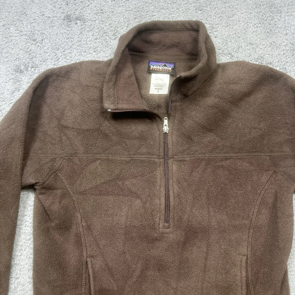 Pullover PATAGONIA Para Mujer S Marrón Synchilla Polar Marsupial Media Cremallera Exterior Foto 3 de 4
