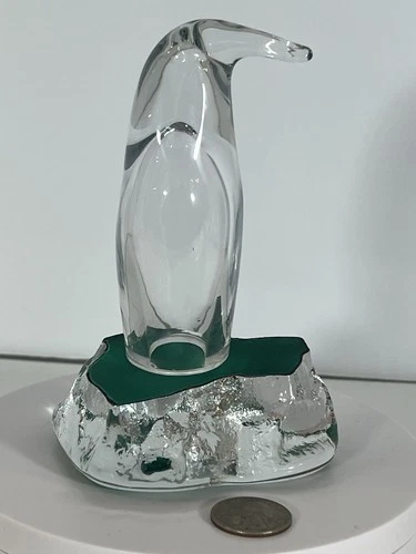 Blenko Handmade Glass Small 4.5” Penguin in Crystal Don Shepherd Design