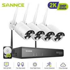 SANNCE Wireless 3MP Two Way Audio Security IP Camera System 8CH NVR Outdoor WIFI