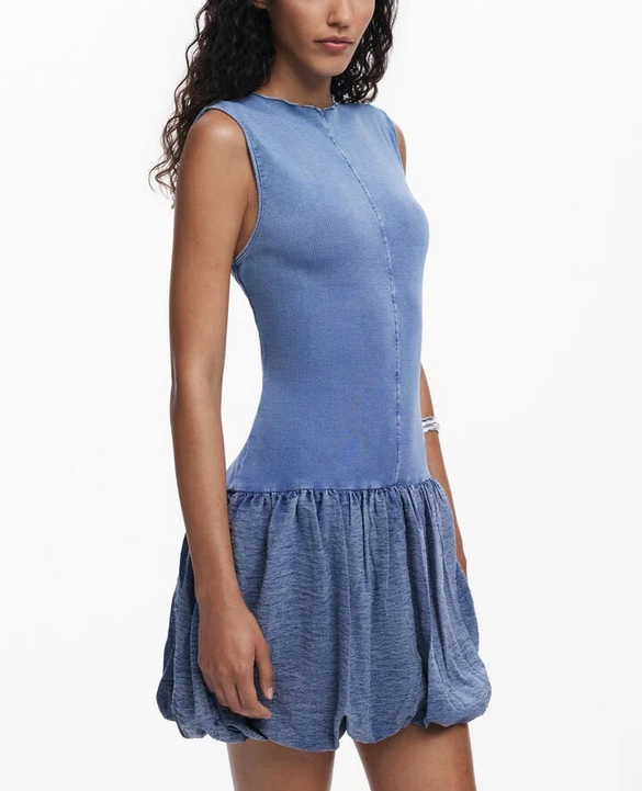 Desigual Women's Dress Open Back A-Line Puffy Blue Sleeveless 25WWVKXH - Bild 2 von 4