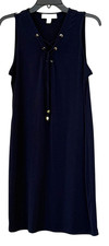Michael Michael Kors Women's Lace Up Front Dress Stretch Navy Size Medium