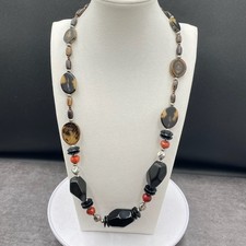 Vintage African Tribal Ethnic Chunky Multicolor Beaded Long Necklace - Size 27"