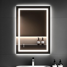 36x24 LED Bathroom Mirror with Lights   Anti-Fog, Dimmable, Backlit  Fron