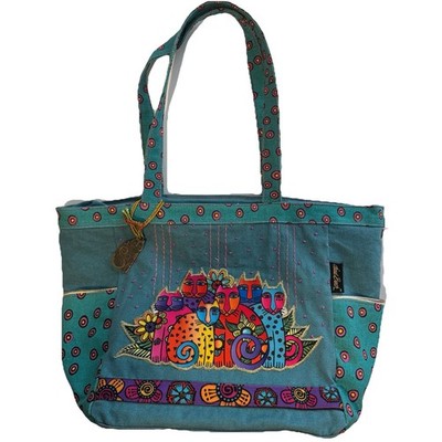 NEW No Tags Laurel Burch Art Cat Family Shoulder Tote Bag Purse Lightweight