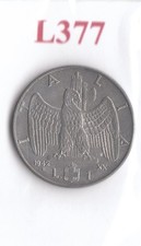 L377 Moneta Coin ITALIA Regno d'Italia 1 Lira Impero 1942