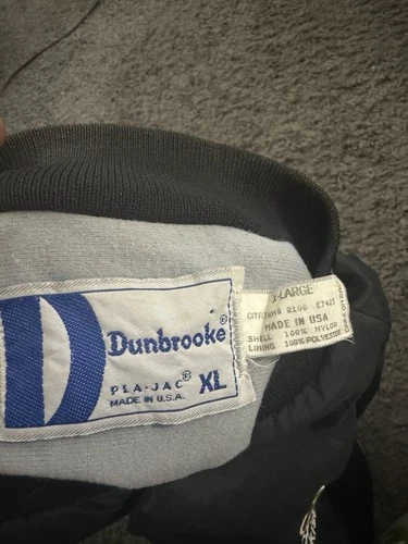 Dunbrooke Pla-Jac Sunkist Logo Black Snap Front Bomber Jacket Men’s XL image 3