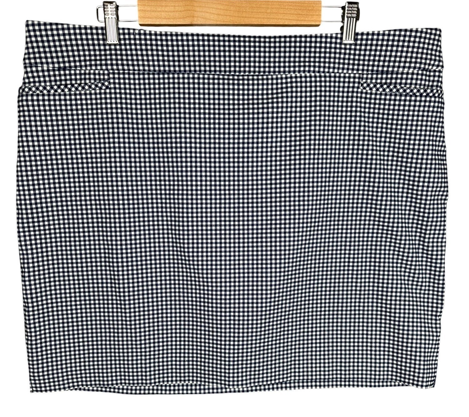 Chicos Blue White Gingham Pull On Skort Size 4-20 Preppy Golf Skirt