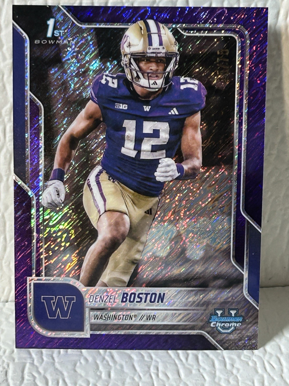 Denzel Boston 2025 Bowman Chrome University Purple Shimmer Refractor #34 (#45/75