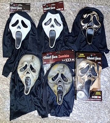 Scream - Ghost Face- Halloween Masks Lot of 6 Masks - New & Used- Free shipping 