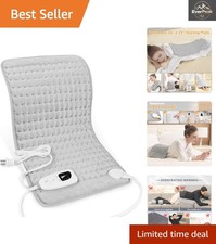 Adjustable Electric Heating Pad for Back Neck - 6 Heat Levels, 24x12 in Gray