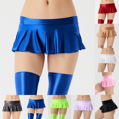 Brand New Short Skirt Shiny Female Glossy Holiday Party Pool Solid Color