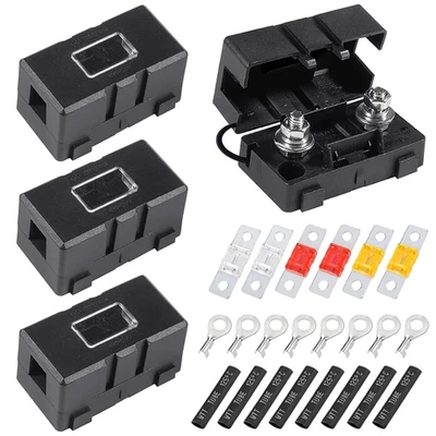 YWKJDDM ANS Midi Fuse Holder with 40A, 50A, 80A Fuses for Vehicles - Black