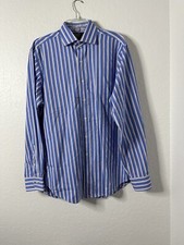 Polo By Ralph Lauren Regent Classic Fit Size 16/L Men  s Stripe Button Up Blue