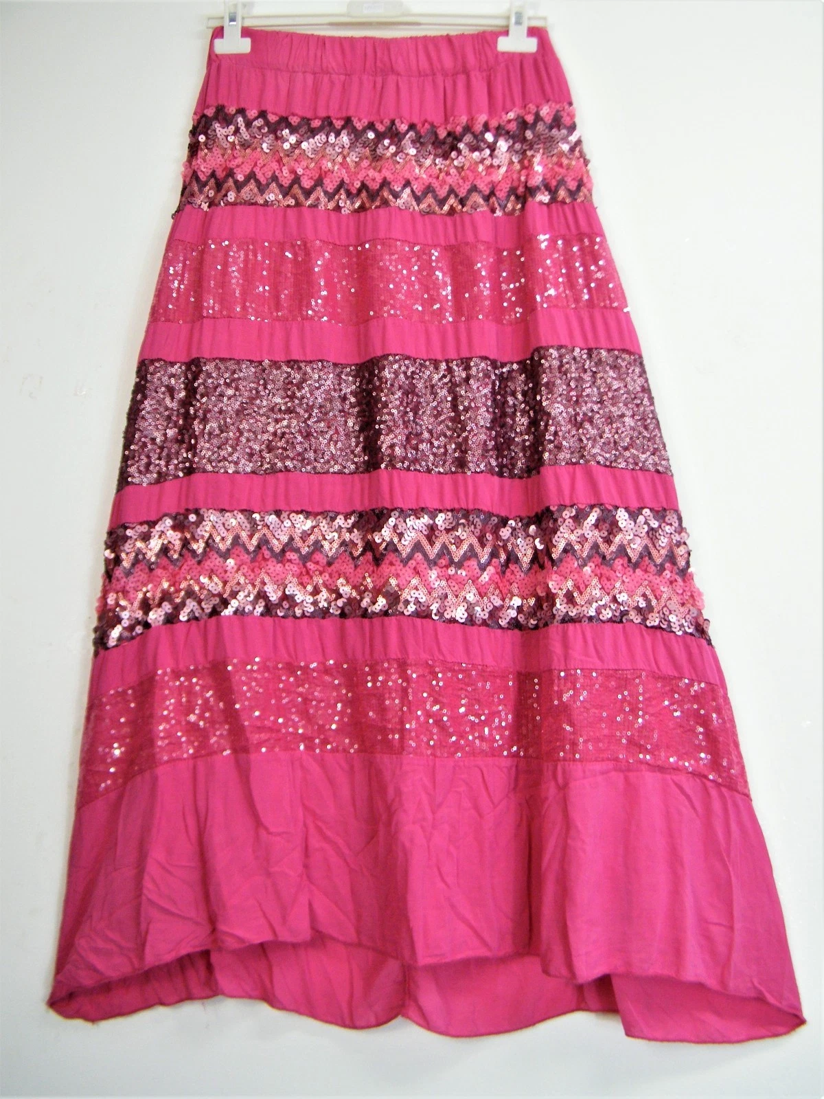 LAGENLOOK 95% COTTON 5% ELASTAINE SEQUINNED SKIRT LINED 8 COLOURS ONESIZE:REG