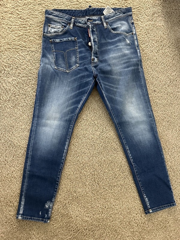 Dsquared2 Men’s Stonewashed Tapered Slim- Cut Jeans, Size 50, Blue