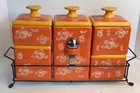 Temp-Tations By Tara “Orange Pumpkin Lace Stacking Canisters + Rack  10 Pieces