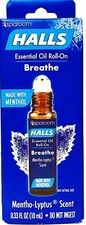 1 Count SpaRoom 0.33 Oz Halls Breathe Mentho Lyptus Scent Essential Oil Roll On