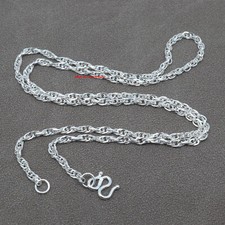 Real 999 Fine Silver 2.5mm Oval Link Chain Women's Necklace 19.7inch 7-8g