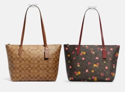 Coach Zip Top Tote In Signature Canvas NWT | eBay