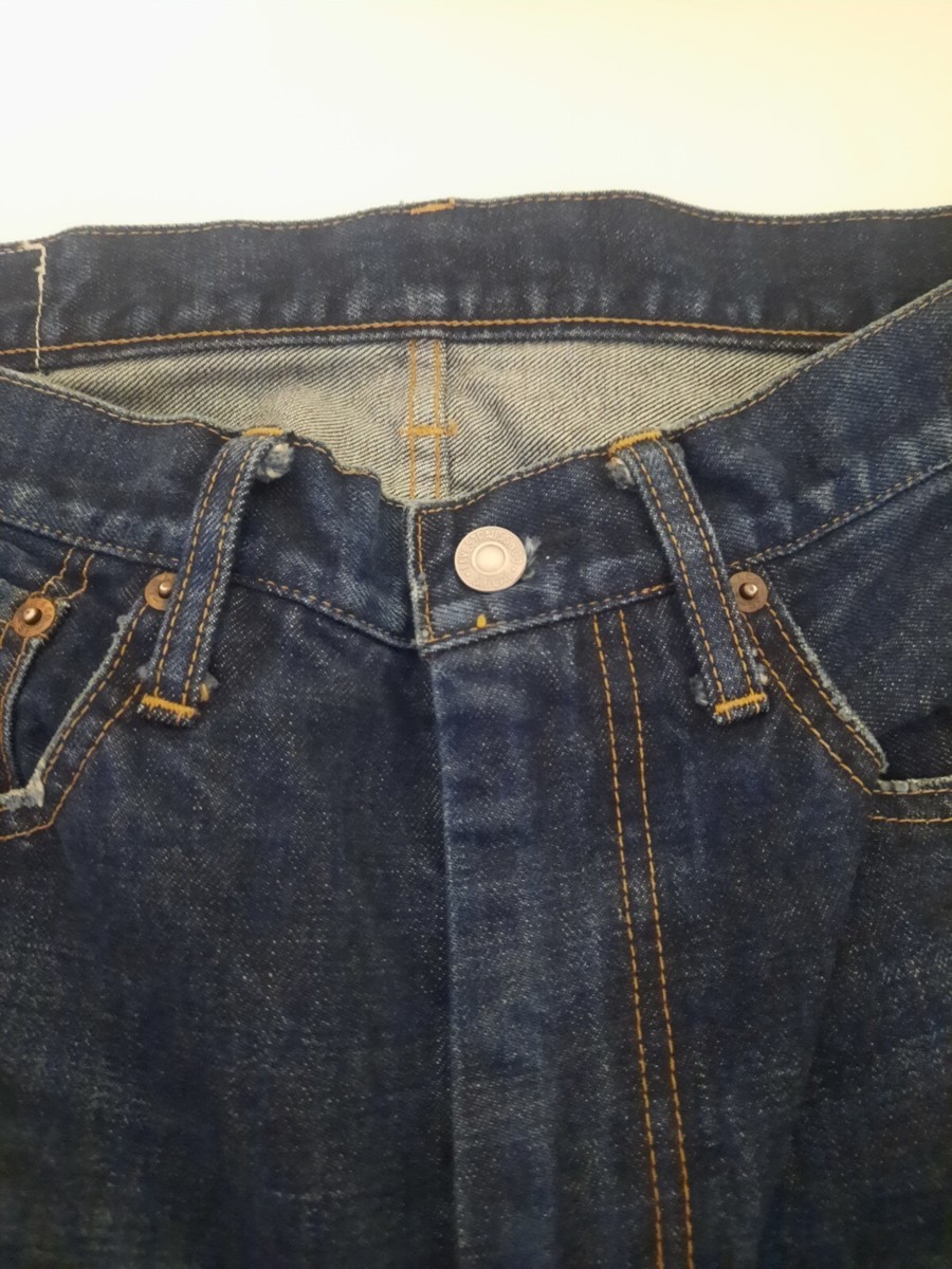 Sacai X Levis Mens 32 34 Dark Raw Denim Selvedge Blue Jeans 