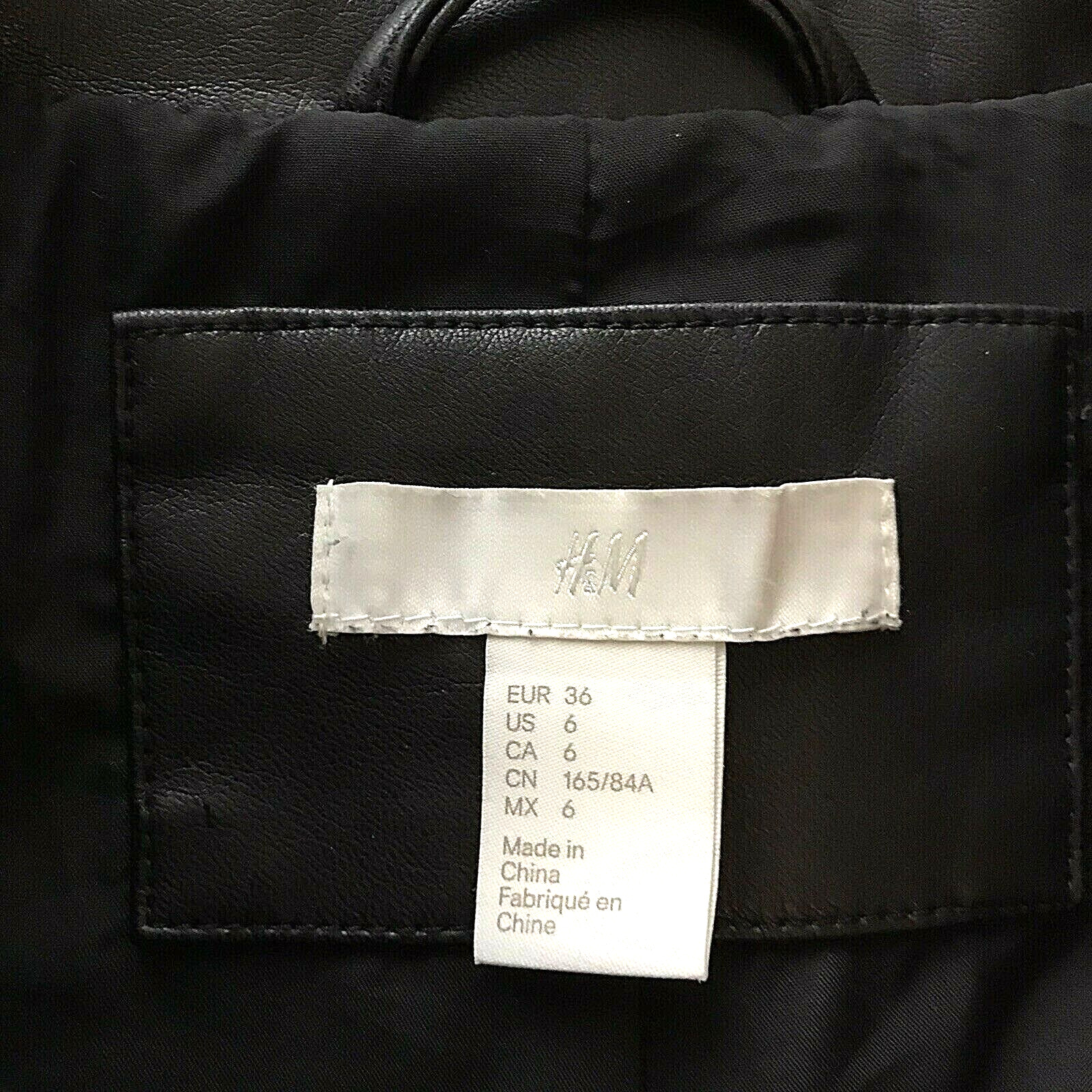 Women's Motorcycle Jacket Sz 6 Black Embroidered Eagle Metal Hearts Faux Leather thumbnail 4