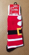 Into Socks Santa Clause Outfit Fuzzy Size 6-12 Men  s Crew Socks New Tags AR194