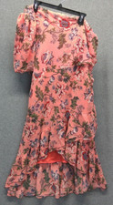 Chelsea28 Floral One Shoulder Ruffle Asymmetrical Tier Blouson Midi Dress Plus