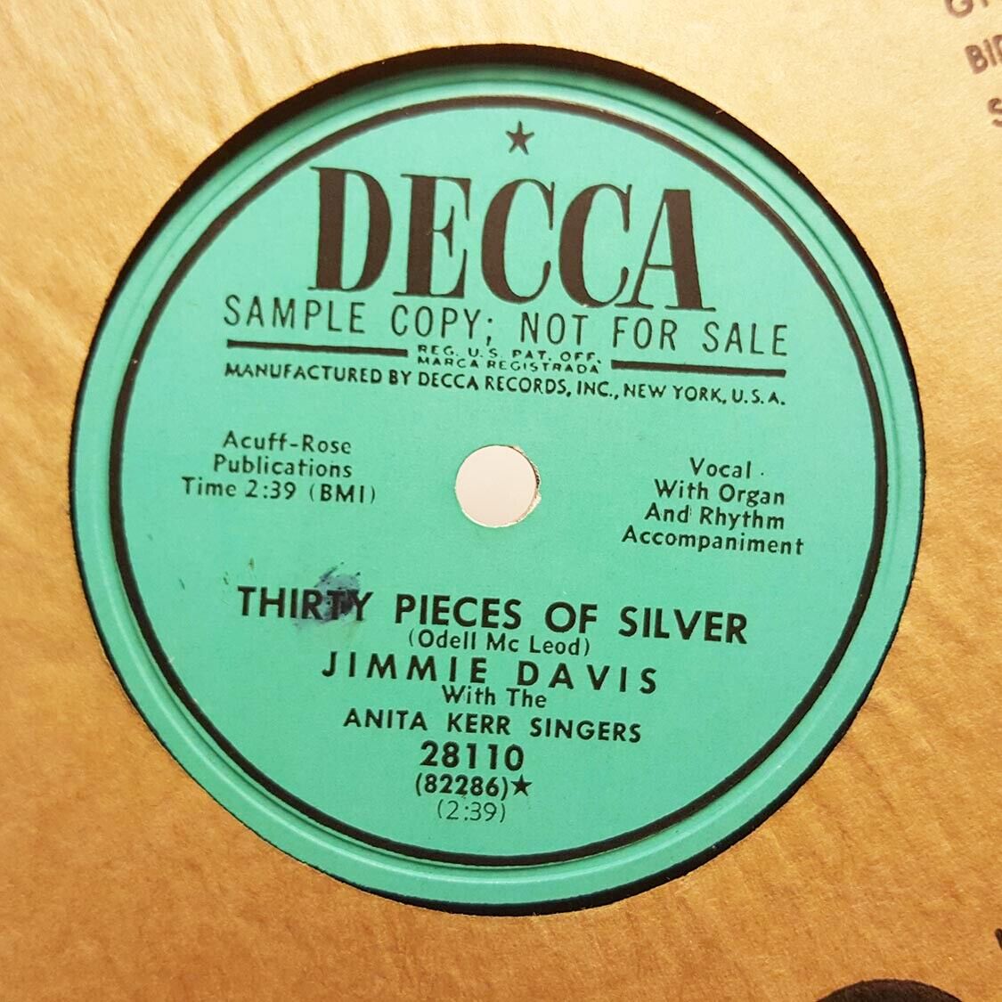 JIMMIE DAVIS Thirty Pieces Of Silver/When We All Get Together DECCA PROMO 28110