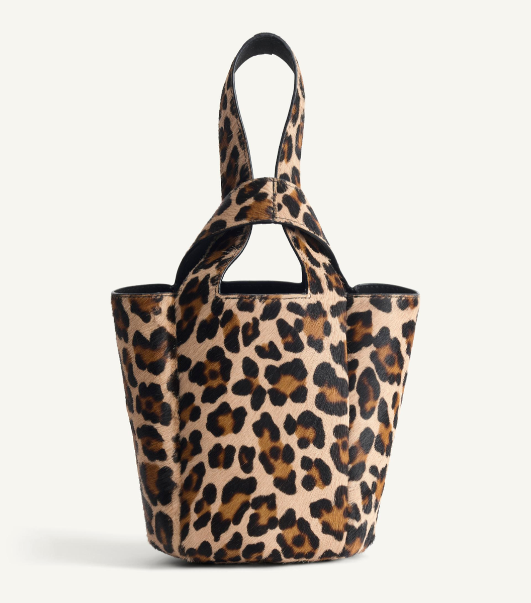 バッグ 547kkk Zara x Kate Moss Animal Print Leather Mini Bucket Bag Leopard