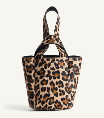 Zara x Kate Moss Animal Print Leather Mini Bucket Bag Leopard
