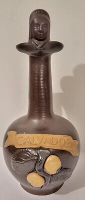 Ancienne carafe bouteille céramique en grès calvados - Photo 1/4
