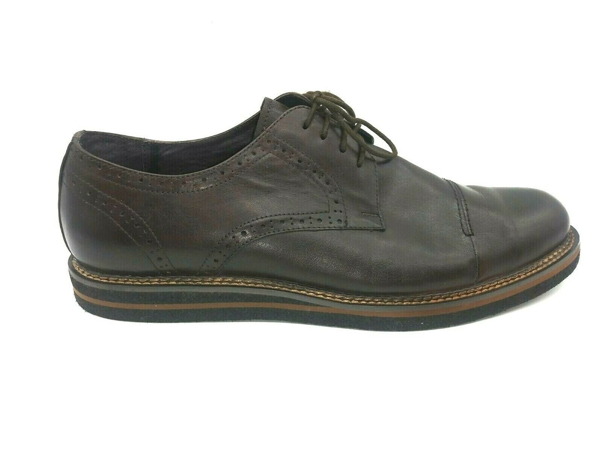 Zanzara Uccello Brown Leather Cap Toe Derby Blucher Shoes 