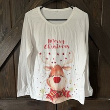 Christmas Shirt Women  s Size Medium Long Sleeve Merry Christmas Reindeer