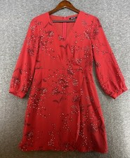 Madewell Faux Wrap Sheer Long Sleeves Red Floral Dress Women’s Size 6