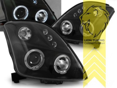 LED Angel Eyes Scheinwerfer für Suzuki Swift 3 MZ EZ schwarz