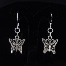 Pretty New Tibetan Silver Butterfly Charm Hook Dangle Drop Earrings