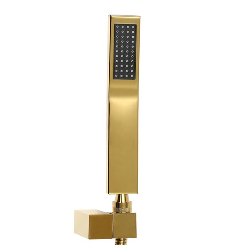 Rubinetto vasca da bagno oro cascata rubinetto set con brace a mano - Foto 8 di 17