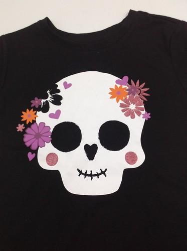 Wonder Nation Girls Graphic Print Skull Halloween Shirt Skirt Set Size Medium - Picture 3 of 9