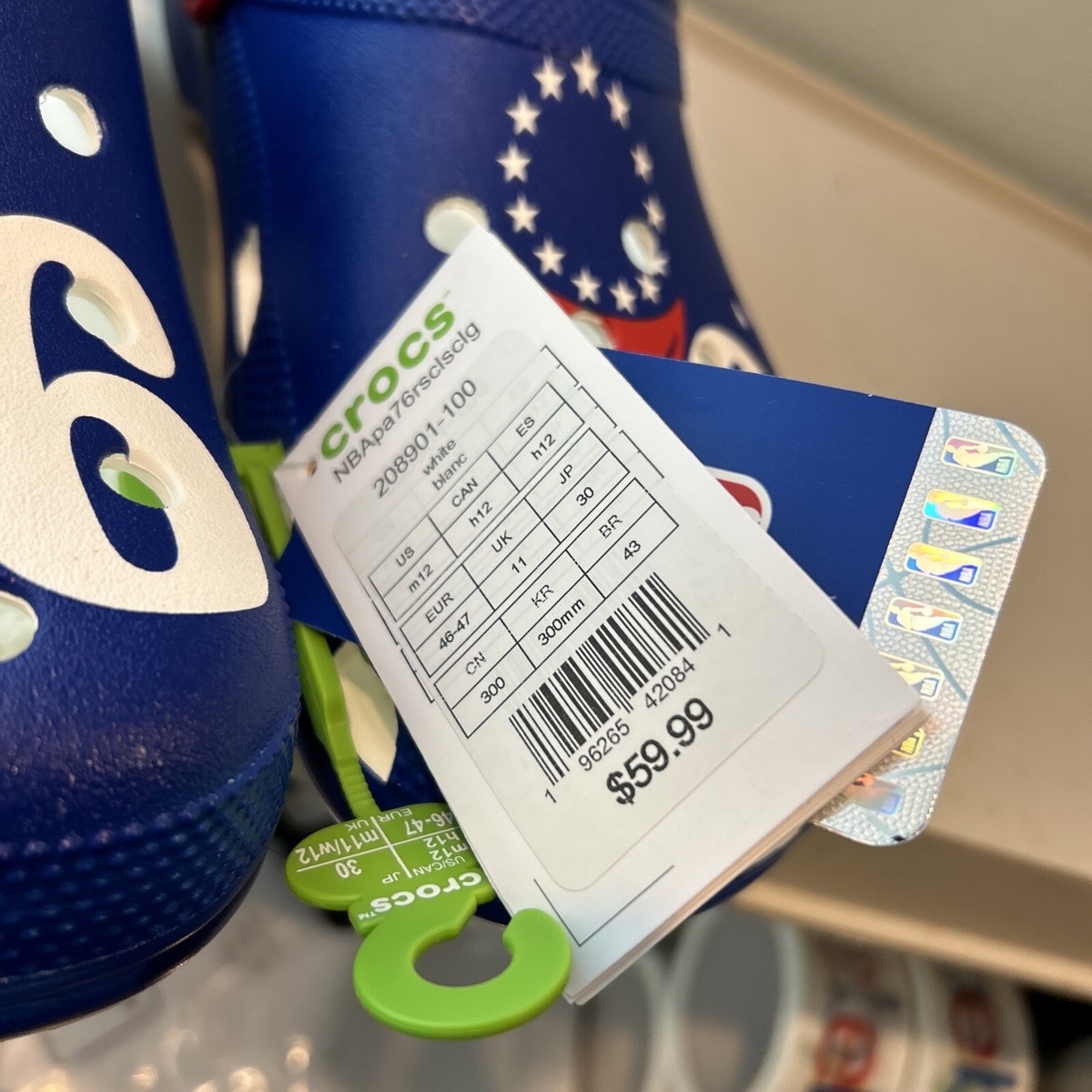 Crocs NBA Philadelphia 76ers Classic Clogs Mens Size 12 