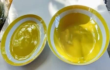 Vintage Fritz & Floyd "La Ronde" Dark Yellow 1 Relish Dish and 1 Serving Bowl