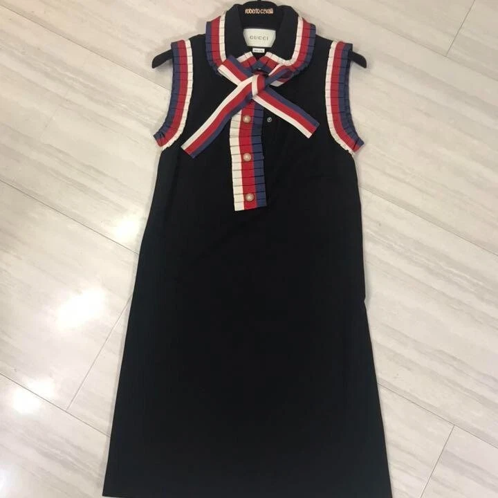 Robe GUCCI ligne sherry sans manches femme taille viscose élastine noir