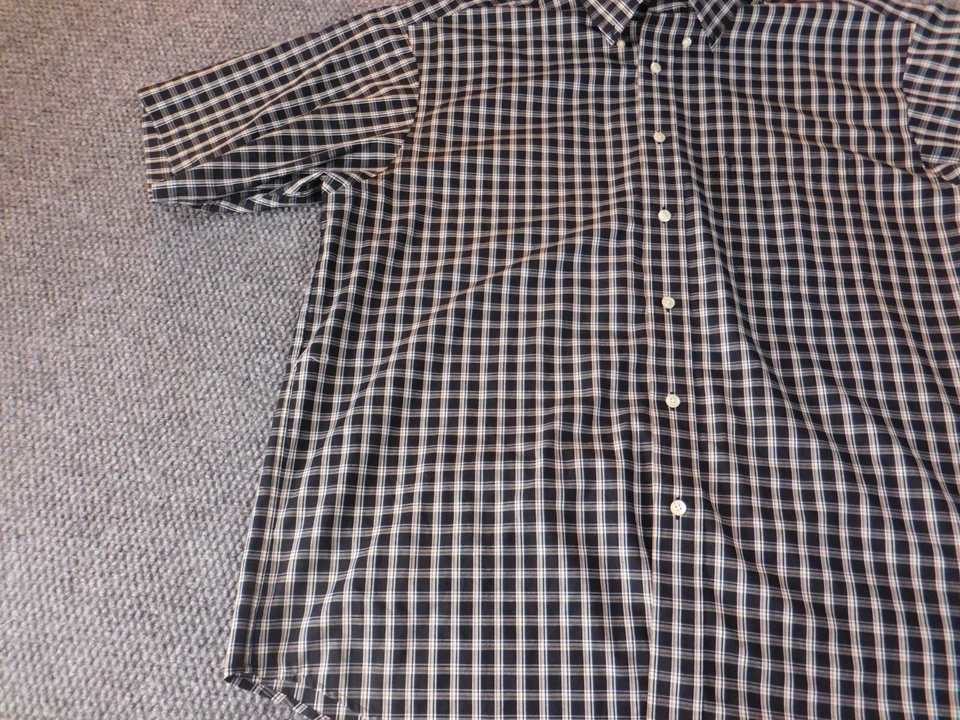 Roundtree & Yorke Mens Shirt Extra Large black plaid button down easy care - Image 3 of 4