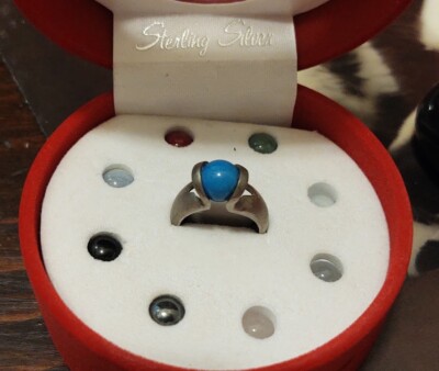 UNIQUE Size 5 Sterling Silver Ladies Ring W/ Genuine 8 Changeable Stones((M107))
