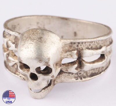 Ring WW1 Skull Bones WW2 Gothic WWI Skeleton WWII Biker Goth