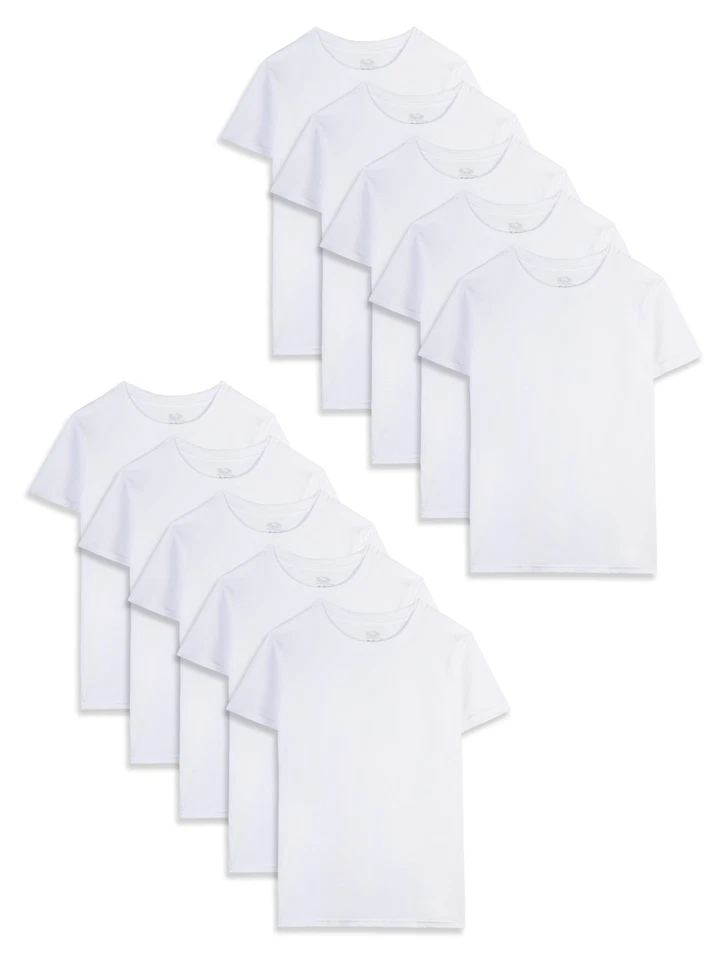 Camisetas masculinas Fruit of the Loom White Crew, pacote com 10, tamanhos XS-XL - Imagem 3 de 3