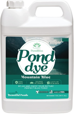 Mountain Blue Pond Dye for Large Ponds up to 1 Acre, Fish and Animal Safe - 1 Ga