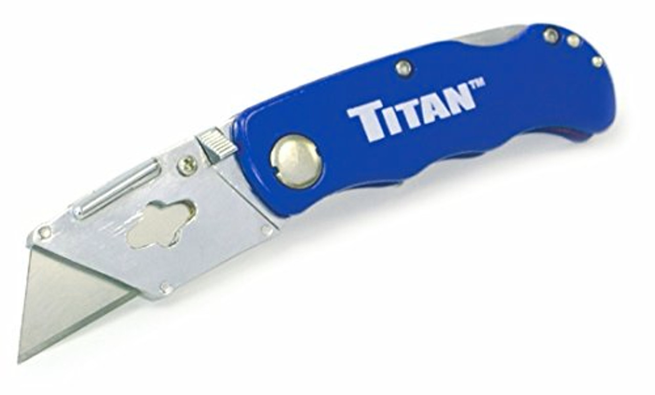 Titan 55626 Folding Utility Box Cutter Knife w/ Belt Clip BLUE eBay