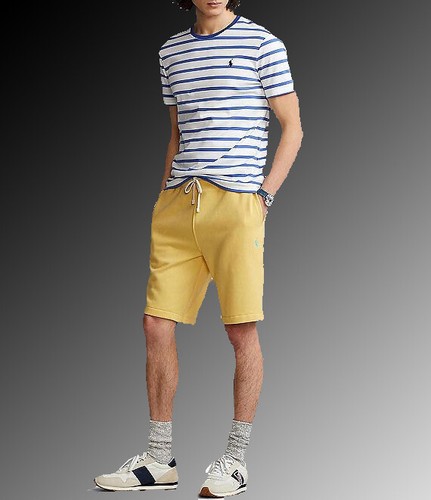 POLO RALPH LAUREN Classic Fit Cotton Blend Fleece Sweat Shorts Yellow Men's S,M - Picture 4 of 7