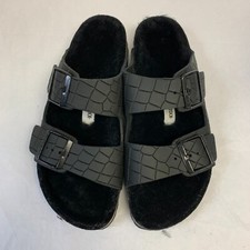 Birkenstock New w/ Box Arizona Shearling Croco Black Leather Narrow Select Size